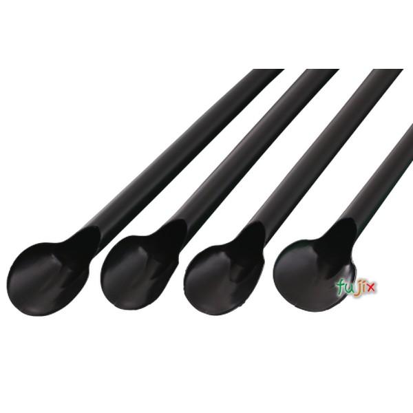 輸入 カキ氷用 スプーンストロー 6mm×21cm 包装なし 黒色 10000本（500