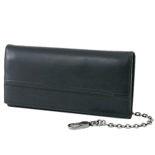 BVLGARI 長財布　黒 富士屋◇ ブルガリ BVLGARI オクト チェーン ウォレット 35833 レザー