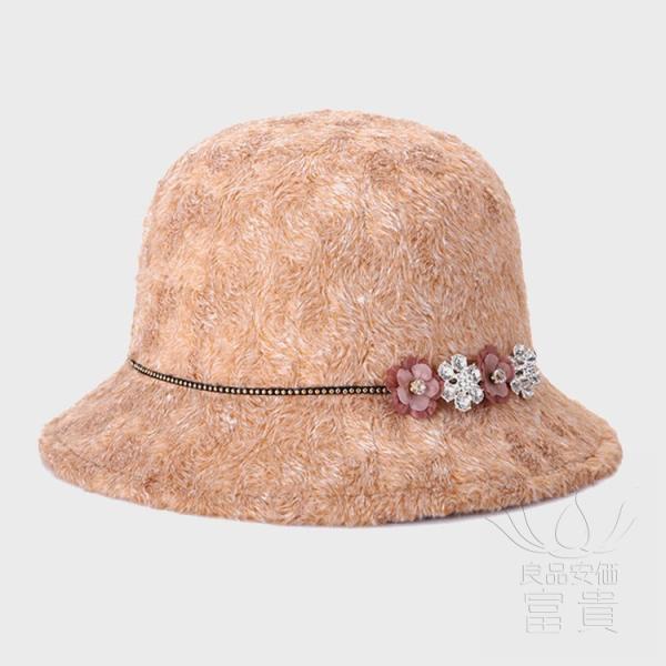 ボーラーハット レディース 春秋冬 花飾り ラインストーン サイズ調整可 防寒 暖かい オシャレ フェミニン 女っぽい 優雅 上品 カジュアル