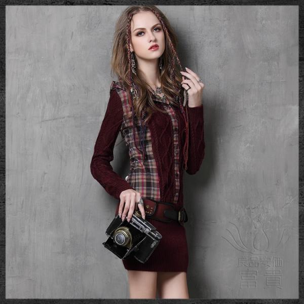 ワンピース フォークロア レトロ ワンピース 格子柄 プルオーバー スリムスカート ミニ丈 セットインスリーブ 長袖 フード付き 格子柄 Buyee Buyee Japanese Proxy Service Buy From Japan Bot Online