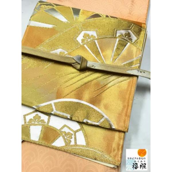 美品 正絹 着物 全通“ゴールドの波に乗る！溢れる歓びと美しさ”袋帯 P-32 美品 正絹 着物 全通“ゴールドの波に乗る！溢れる歓びと美しさ”