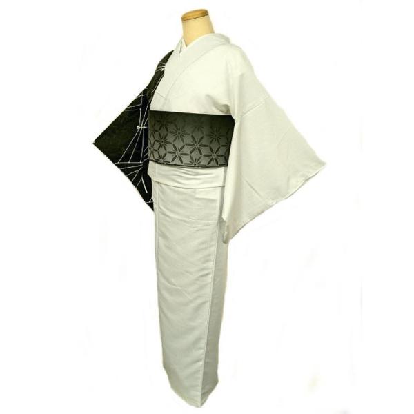 浴衣　夏　単着物　白×黒　吸湿速乾　半身仕立て　片身替わり　帯　3L 新品 新品 浴衣 LL〜3Lサイズ ポリエステル 白と黒の片身替わり 裄73.5 吸湿