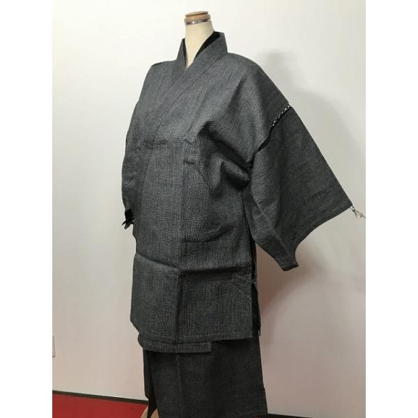 新品 3Lサイズ 男物 綿 甚平 グレー地に縞文様