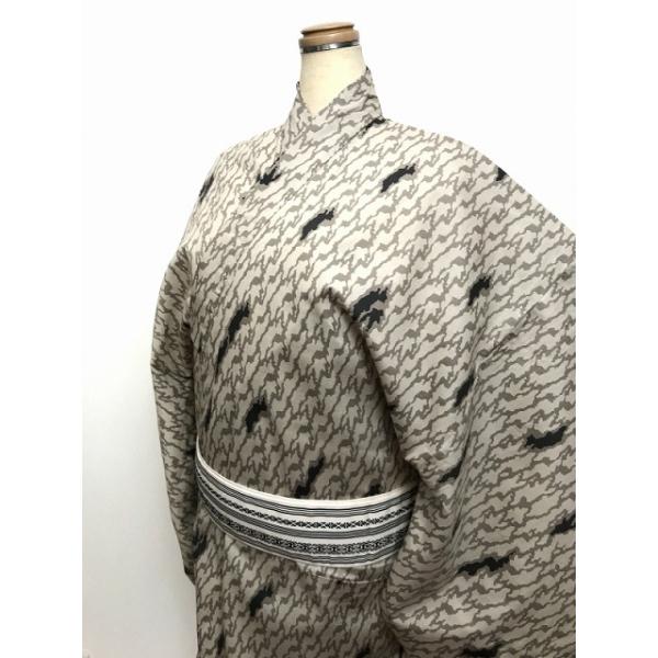 新品 4Lサイズ 男物 綿 浴衣 薄茶地に亀裂模様