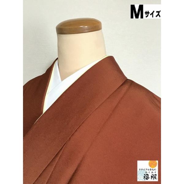 付け下げ 袷 茶色 中古 付け下げ 化繊 赤茶地に童模様 裄66cm Mサイズ 袷着物 付下げ訪問