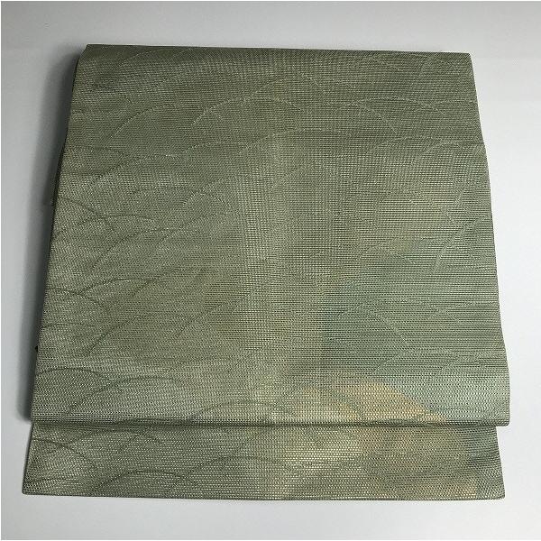 中古】名古屋帯 正絹 青磁色地に芝草文様 夏帯 : リサイクルきもの福服