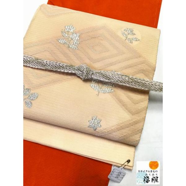⑥⑦②夏帯 草花 麻 袋帯 お太鼓 ⑥⑦②夏帯 品のある草花 麻 袋帯