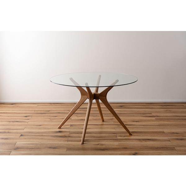 東谷 RTO-11NA ラウンドガラステーブル ナチュラル ダイニング