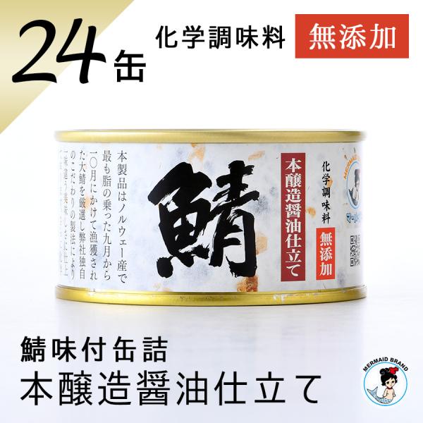 鯖缶 味付醤油仕立て 無添加 ２４缶 缶詰 高級 サバ缶 非常食 ノルウェー産 福井缶詰
