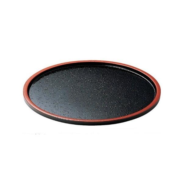 お盆 DX懐石丸盆 黒天朱SLタタキ 8寸 ABS樹脂 ノンスリップ加工 f8-85