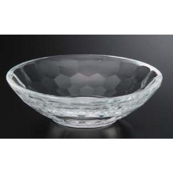 ガラス食器 皿 亀甲カットガラス Φ97皿 f8-324-5 : 料理道具の