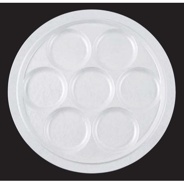 食器 皿 ランチプレート 耐熱ABS 30cm 丸渕付７ツプレート ホワイトアクア 食洗機対応 f6-478-4
