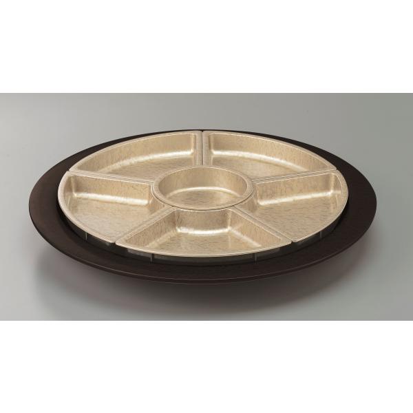 尺7寸 回転オードブル盛皿 黒・シャンパンゴールドアクア f8-394-7