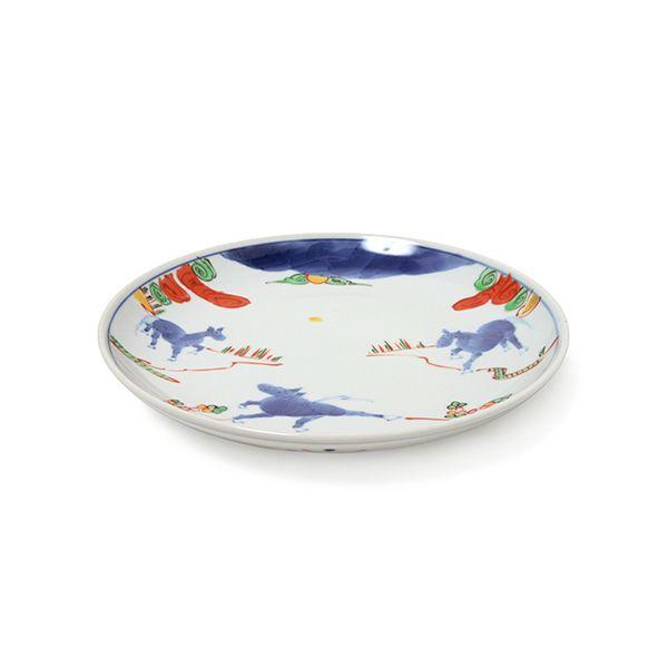 有田焼 取り皿 天啓赤絵群馬図5.5寸丸皿 【福珠窯（有田焼窯元