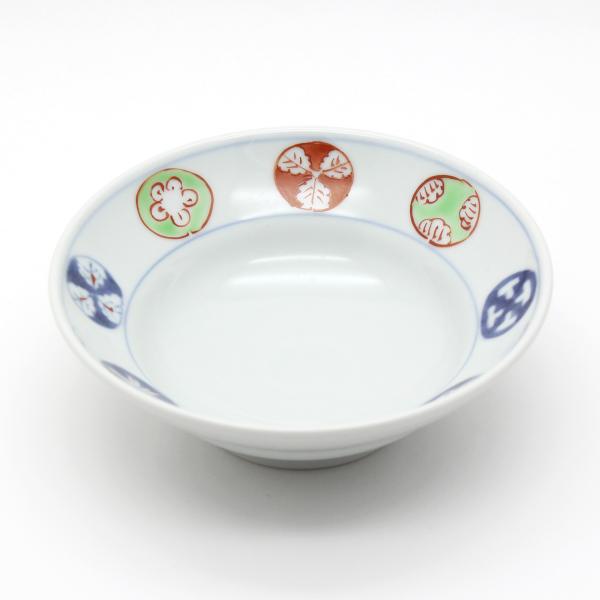 【新品未使用】有田焼 染錦丸紋4寸小鉢 5客揃 （福珠窯） fukujugama_f00352