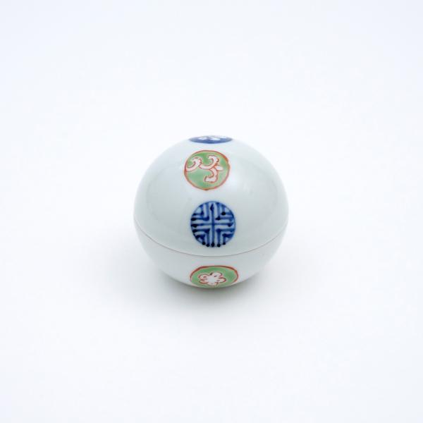 有田焼 蓋物 染錦丸紋つなぎ 丸合子（小）【福珠窯（有田焼窯元