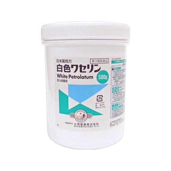 白色ワセリン 500g　1個　 塗り薬 皮膚 ひび あかぎれ 乾燥肌 唇荒れ ケンエー 【第３類医薬品】小堺製薬