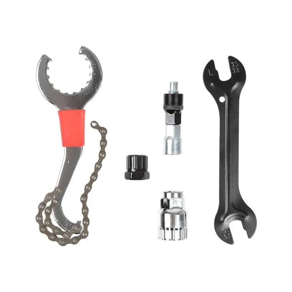 「商品情報」「主な仕様」【セット内容】自転車修理、メンテナンス工具セット。炭素鋼製、ニッケルメッキ表面処理により耐久性に優れます。初心者用工具セット。自転車修理キットでメンテナンス可能です。『多機能自転車工具セット』自転車工具セットは、クロ...