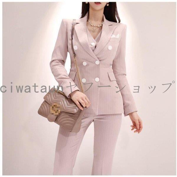 3点セット おしゃれ パンツセット スーツ 着痩せ レディース ストライプジャケット 長パンツ ベスト 代30代40代50代 春秋 オフィス ビジネス 通勤 Ol Fukumiru Xmxxz Ciwataunヤフーショップ 通販 Yahoo ショッピング