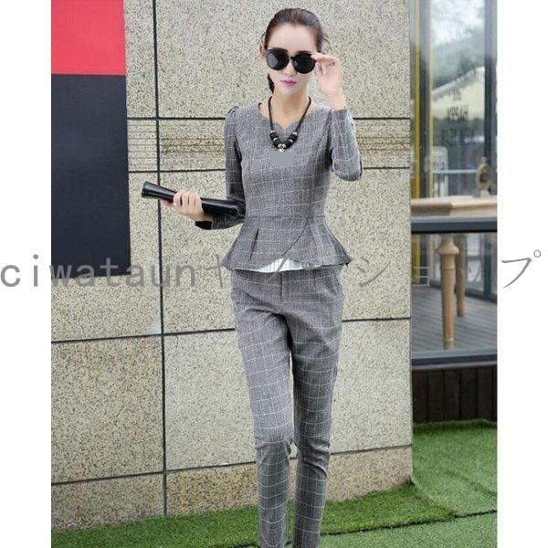 ジャケット 長パンツ おしゃれ パンツスーツ 2点セット カジュアルスーツ着痩せ レディース チェック柄 代30代40代50代 オフィス ビジネス 通勤 大きいサイズ Fukumiru Xmxxz Ciwataunヤフーショップ 通販 Yahoo ショッピング