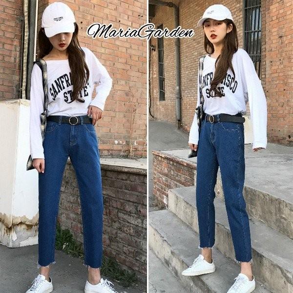レディース 裾切りっぱなしデニムパンツ Bf風 ヴィンテージ ストレート ウォッシュ加工 ハイウェスト 9分丈 ジーンズ 裾デザイン 4サイズs Xl Zb117 Fukumiru1011g Zb117 Ciwataunヤフーショップ 通販 Yahoo ショッピング