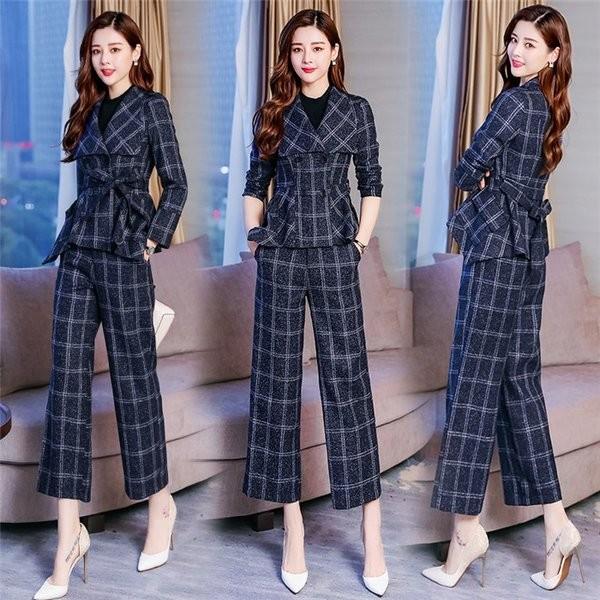 セットアップ レディース 秋冬 スーツジャケット ウール混 Pコート チェック柄 ワイドパンツ 30代 40代 50代 お洒落 ママ スーツ 入園式 卒業式 セレモニー Www Wearefromdust Org