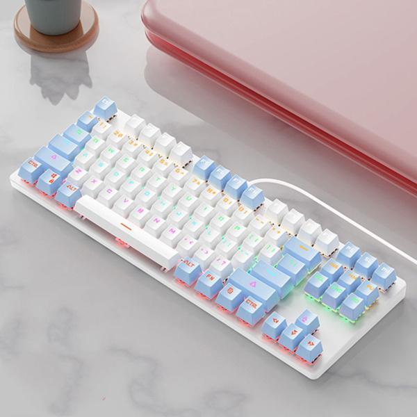 USB87キーブルーアクシスかわいい有線ゲーミングキーボード静か USB87キーブルーアクシスかわいい有線ゲーミングキーボード静か