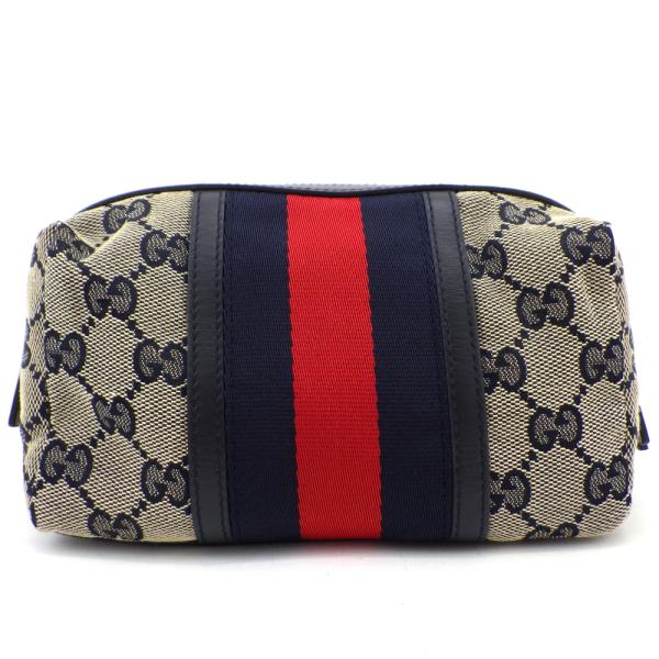 美品✨グッチ コスメポーチ GG柄 シェリーライン 256636 ネイビー 美品✨グッチ コスメポーチ GG柄 シェリーライン 256636 ネイビー