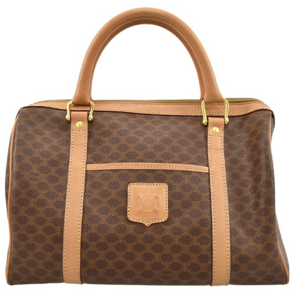 美品 セリーヌ ハンドバッグ　ミニボストン　マカダム　レザー　ゴールド金具 CELINE セリーヌ ハンドバッグ マイクロミニ ボストンバック M16