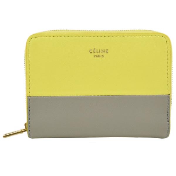 CELINE コインパース　小銭入れ　カード収納有　レザー　バイカラー　ロゴ金具 CELINE コインパース 小銭入れ カード収納有 レザー バイカラー