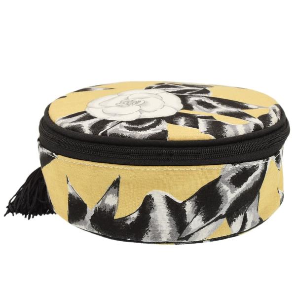 CHANEL シャネル カメリア リボン ラウンドポーチ 丸型 フリンジ