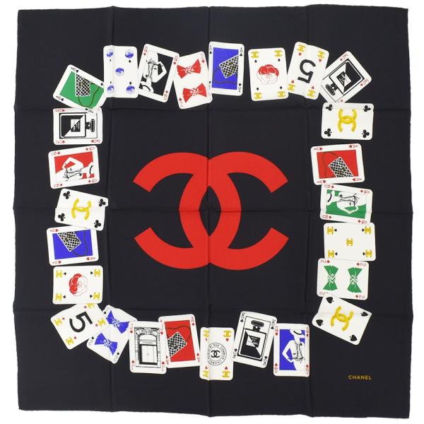 希少 シャネル CHANEL 切手柄 シルクスカーフ クリーニング済 新品未使用 chanel シャネル スカーフ ココマーク シルク100