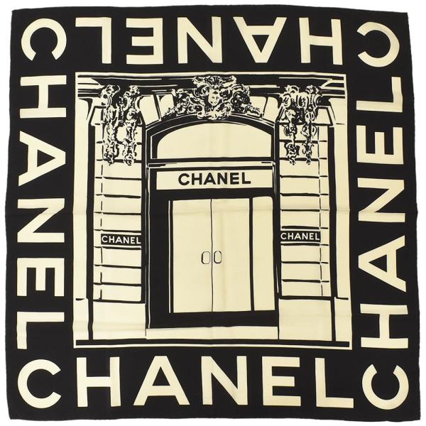 CHANEL ロゴ入り スカーフ ホワイト クリーム CHANEL ロゴ入り スカーフ ホワイト クリーム