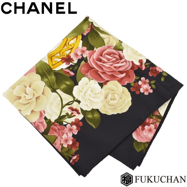 CHANEL CHANEL/シャネル ココマーク バラ柄 スカーフ/ストール
