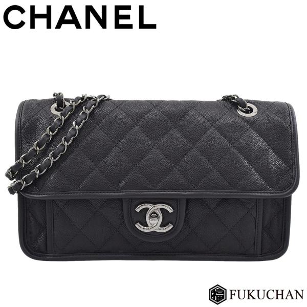 CHANEL シャネル キャビアスキン フレンチリビエラ Wチェーン 