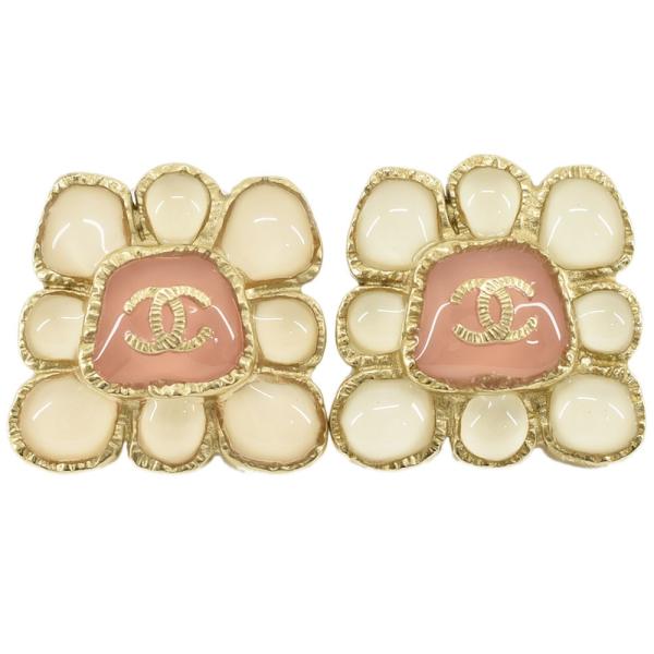 CHANEL シャネル フラワー ココマーク ピアス A16C シャンパン