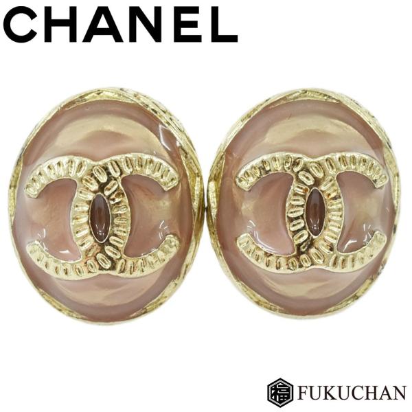 CHANEL シャネル ココマーク オーバル ピアス 18C シャンパンゴールド 