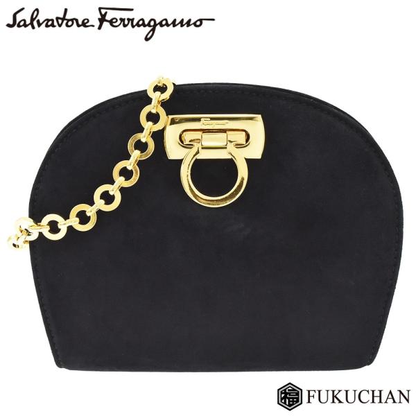 サルヴァトーレフェラガモ ガンチーニ チェーン ミニショルダーバッグ AQ-216150 ブラック レディース Salvatore Ferragamo 【中古】 GANCINI Salvatore Ferragamo サルヴァトーレフェラガモ ガンチーニ