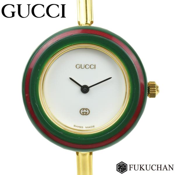 GUCCI チェンジベゼル 8色 1100-L ゴールド バングルウォッチ GUCCI】グッチ 1100L チェンジベゼル GP バングルウォッチ【中古