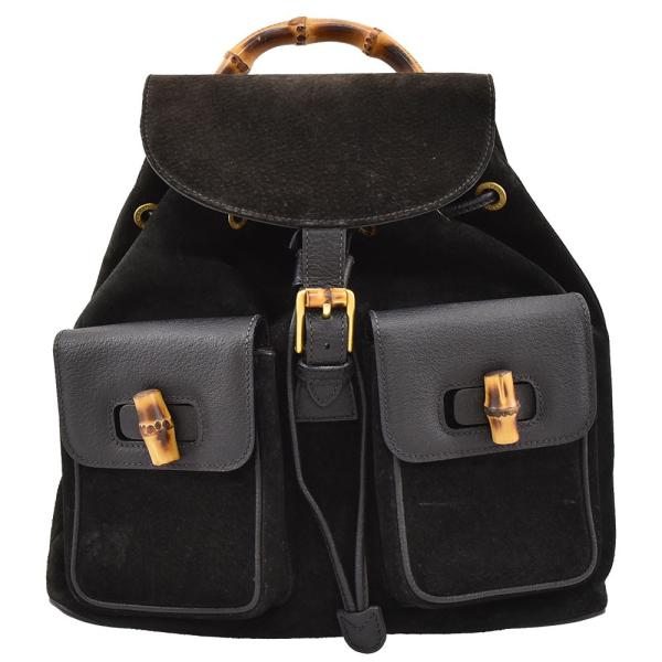 GUCCI グッチ スウェード レザー リュック GUCCI グッチ バンブー リュック スウェード×レザー ブラック