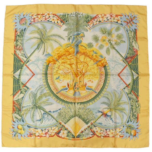 HERMES エルメス スカーフ カレ90 ALOHA アロハ ハワイ シルク HERMES エルメス スカーフ カレ90 ALOHA アロハ ハワイ シルク