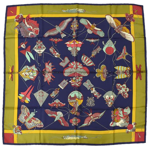 112896 HERMES エルメス SOIES VOLANTES スカーフ 絹 HERMES（エルメス） スカーフ カレ90 SOIES VOLANTES 大空に舞うシルク