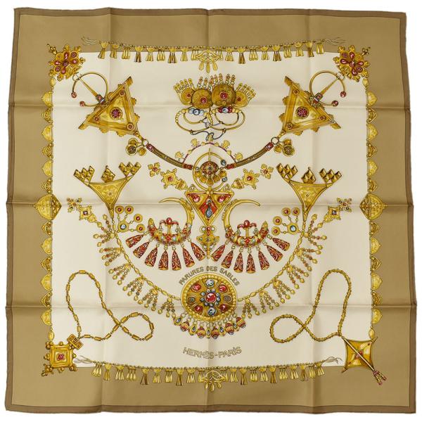 ☆超美品☆HERMES カレ90 PARURES DES SABLES スカーフ エルメス カレ90 PARURES DES SABLES 砂漠のアクセサリー