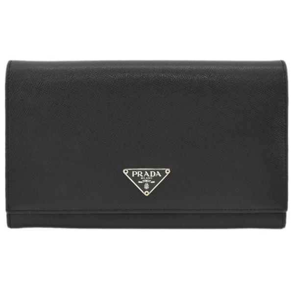 PRADA（プラダ） 二つ折り長財布 三角ロゴ サフィアーノ ブラック