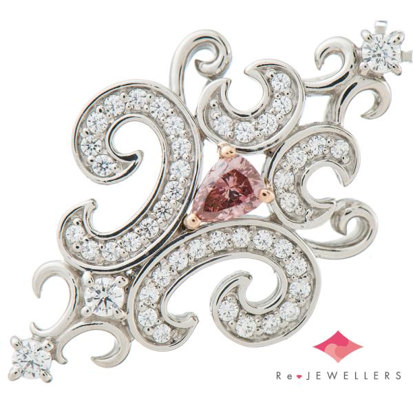 FANCY DEEP ORANGY PINK ダイヤモンド0.178ct ダイヤモンド 計0.28ct 