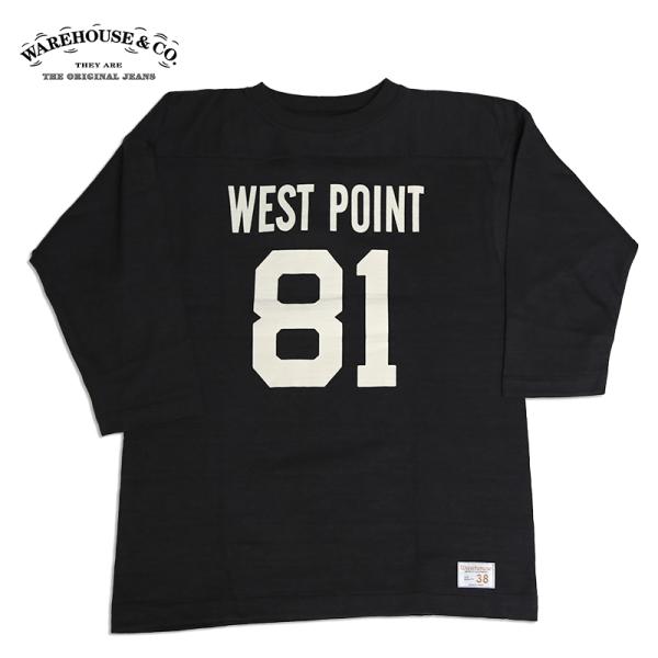 warehouse WEST POINT ブラック フットボールシャツ　サイズM warehouse WEST POINT ブラック フットボールシャツ サイズM