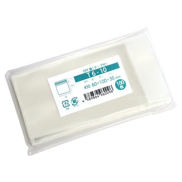材質：OPP　サイズ（mm）：厚さ0.03x幅60x長さ100+テープ部分30、入数：1000枚（100枚入x10袋）ワンタッチで封ができる便利なテープ付。OPP袋は別名としてクリアパック・クリスタルパック・透明袋・OP袋・OPパック等の呼...