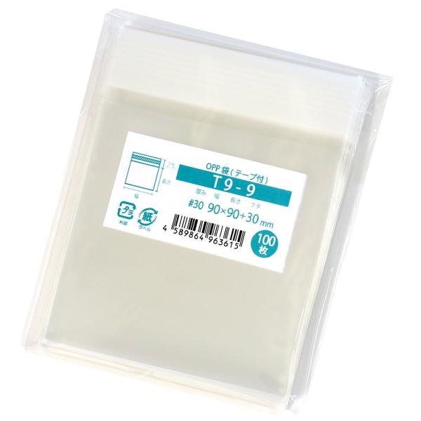 材質：OPP　サイズ（mm）：厚さ0.03x幅90x長さ90+テープ部分30、入数：100枚入x1袋・日本製。透明度が高く光沢があるので高級感があり、中身をきれいに見せることができます。ワンタッチで封ができる便利なテープ付。OPP袋は別名と...