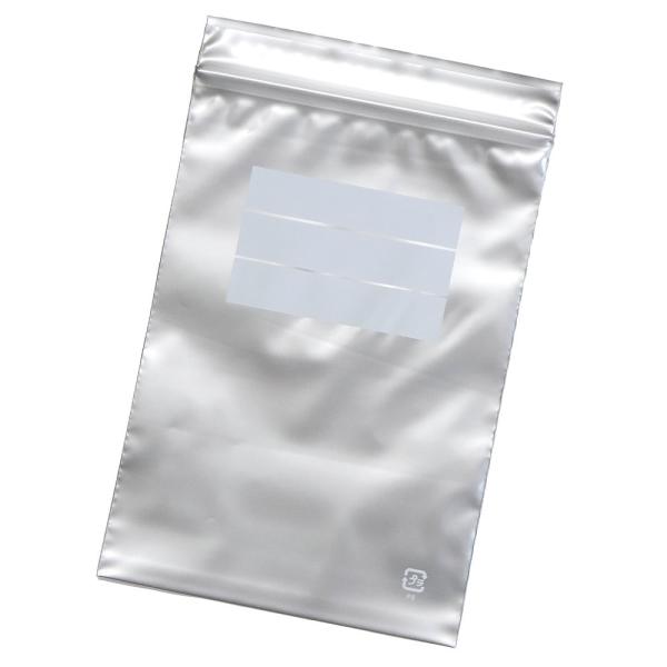 サイズ（mm）：チャック下140x袋幅100厚さ（mm）：0.05素材：PE50μ入数：100枚入特長：・中身が透けにくいシルバー着色のチャック付き袋なので、秘密保持が必要な書類や商品サンプル、検査キット等の封入に適します。・紫外線を約99...