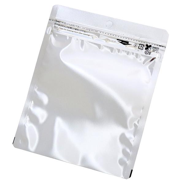 サイズ[mm]：チャック上32+チャック下140x袋幅140入数：50枚構成：バイオPET#12//アルミ蒸着PET#12//LLDPE#40特長：・遮光性、防湿性、ガスバリア性に優れ、封入物の酸化を防ぎます。・植物由来の原料を配送したPE...